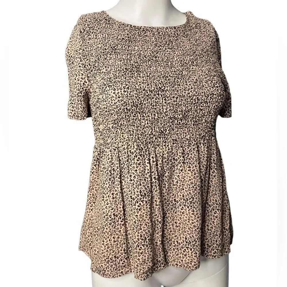 Urban Romantics Leopard Print Peplum Top Brown & Black Size Small